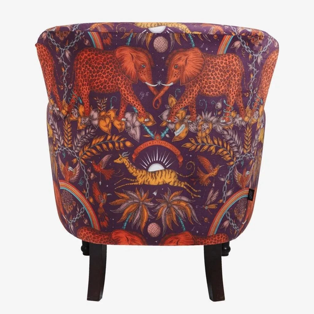 Wingback Armchair with Pattern - Wine