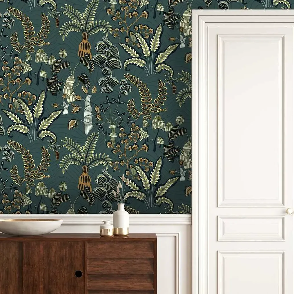 Woodland Floor Wallpaper Roll - Petrol, Paper image