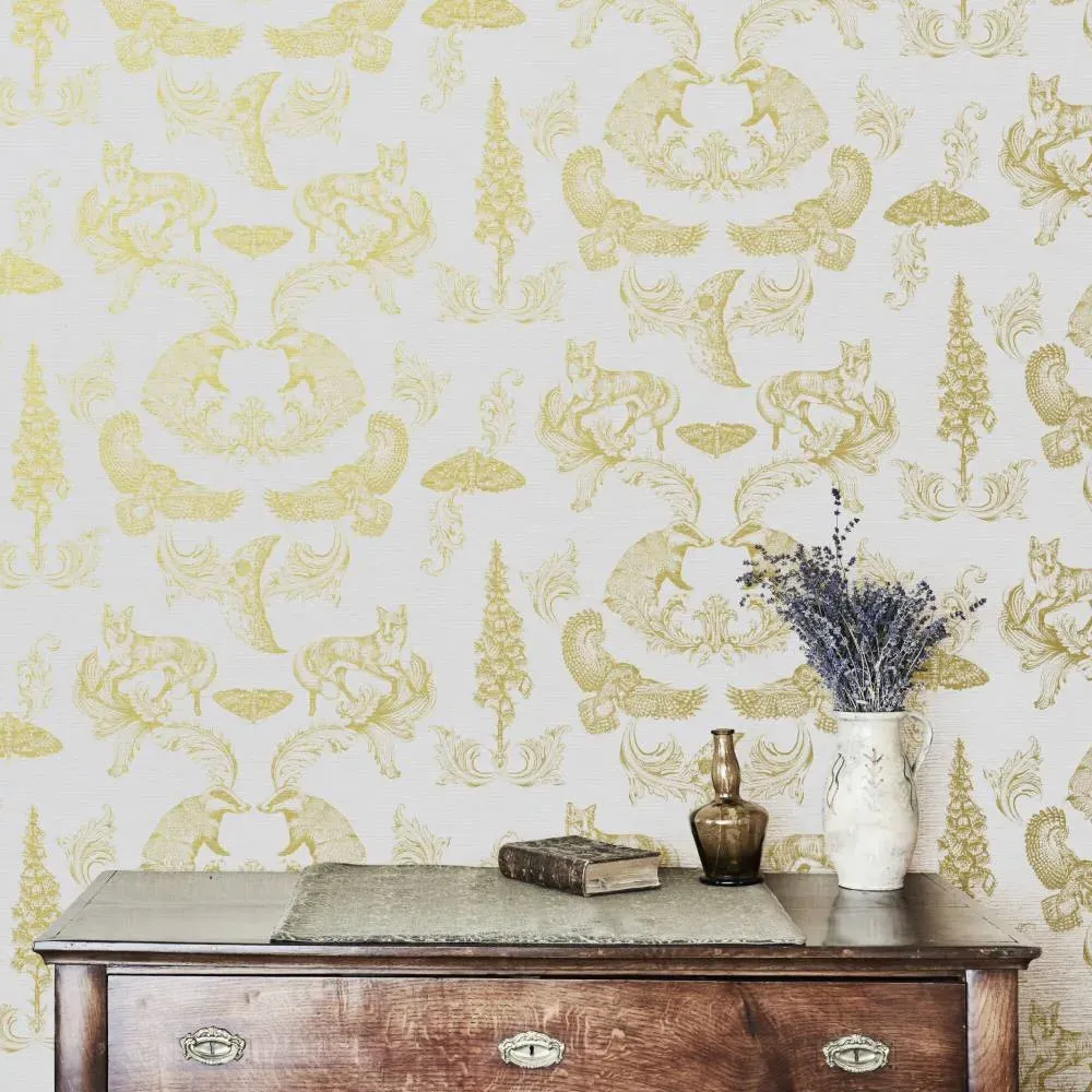 Woodland Wallpaper Roll - Cream, Paper