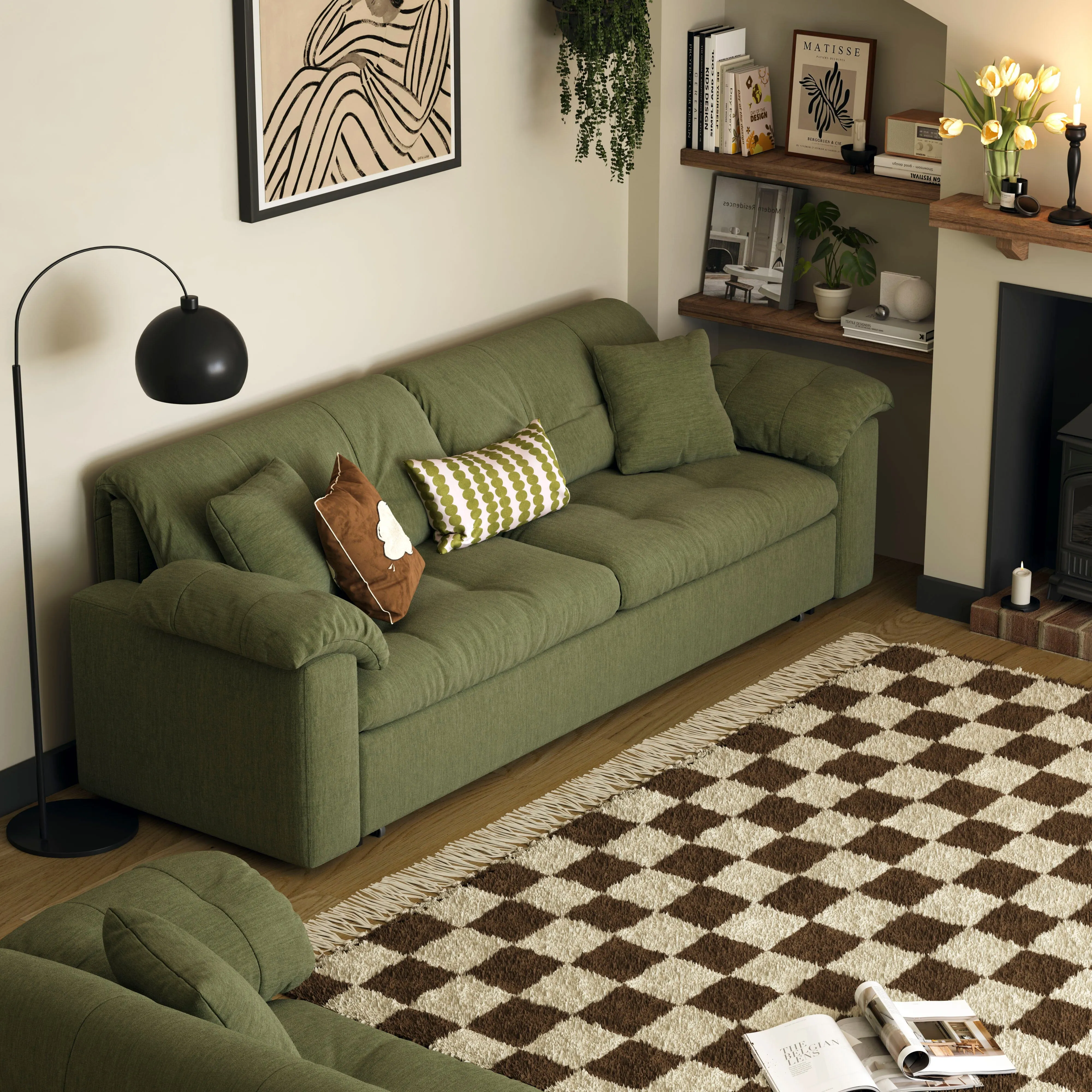 2-Seater Pull Out Sofa Bed with Storage