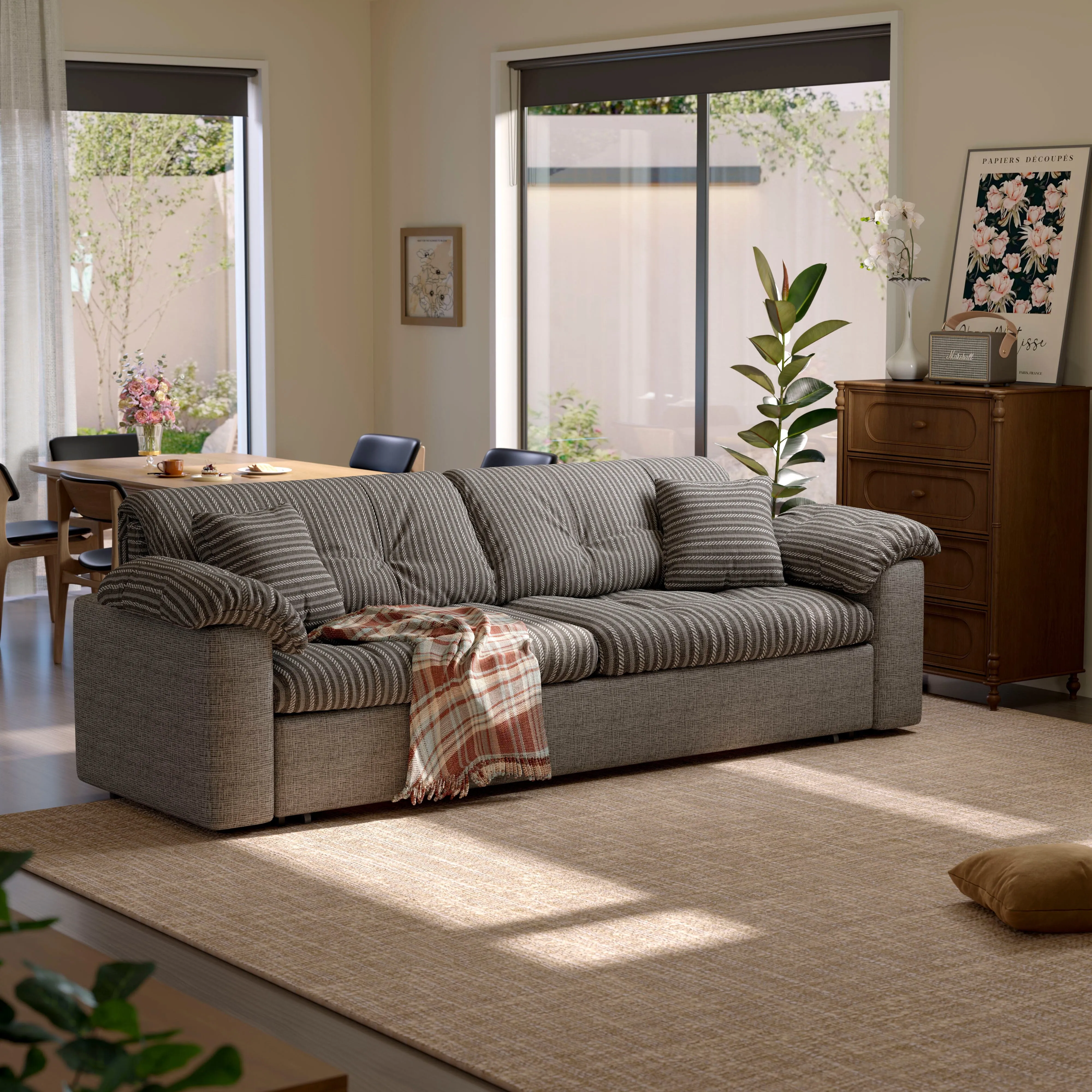 2-Seater Pull Out Sofa Bed with Storage