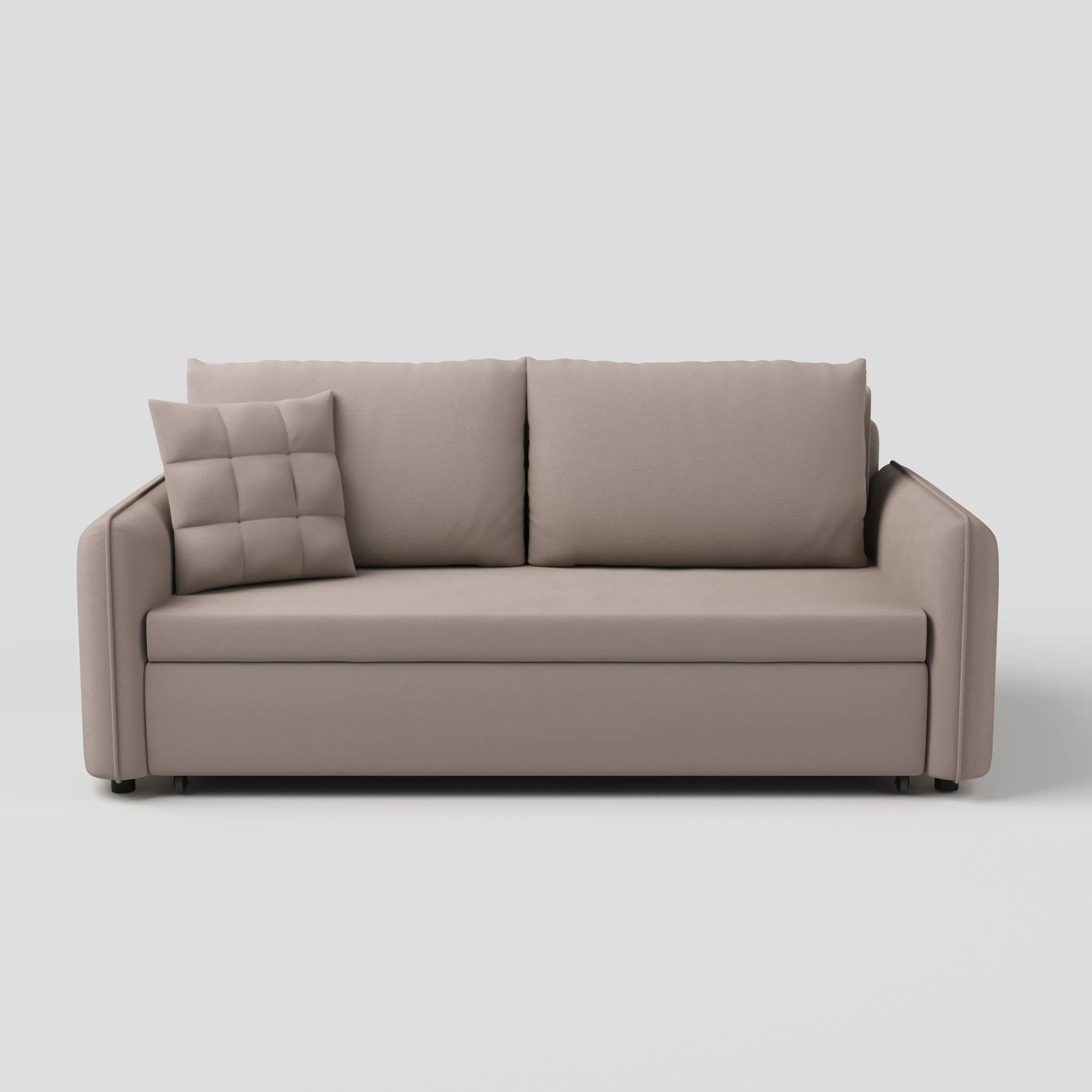 3-Seater Sofa Bed with Storage - Khaki, Velvet