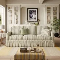 3-Seater Sofa with Removable Covers - Cotton, Linen