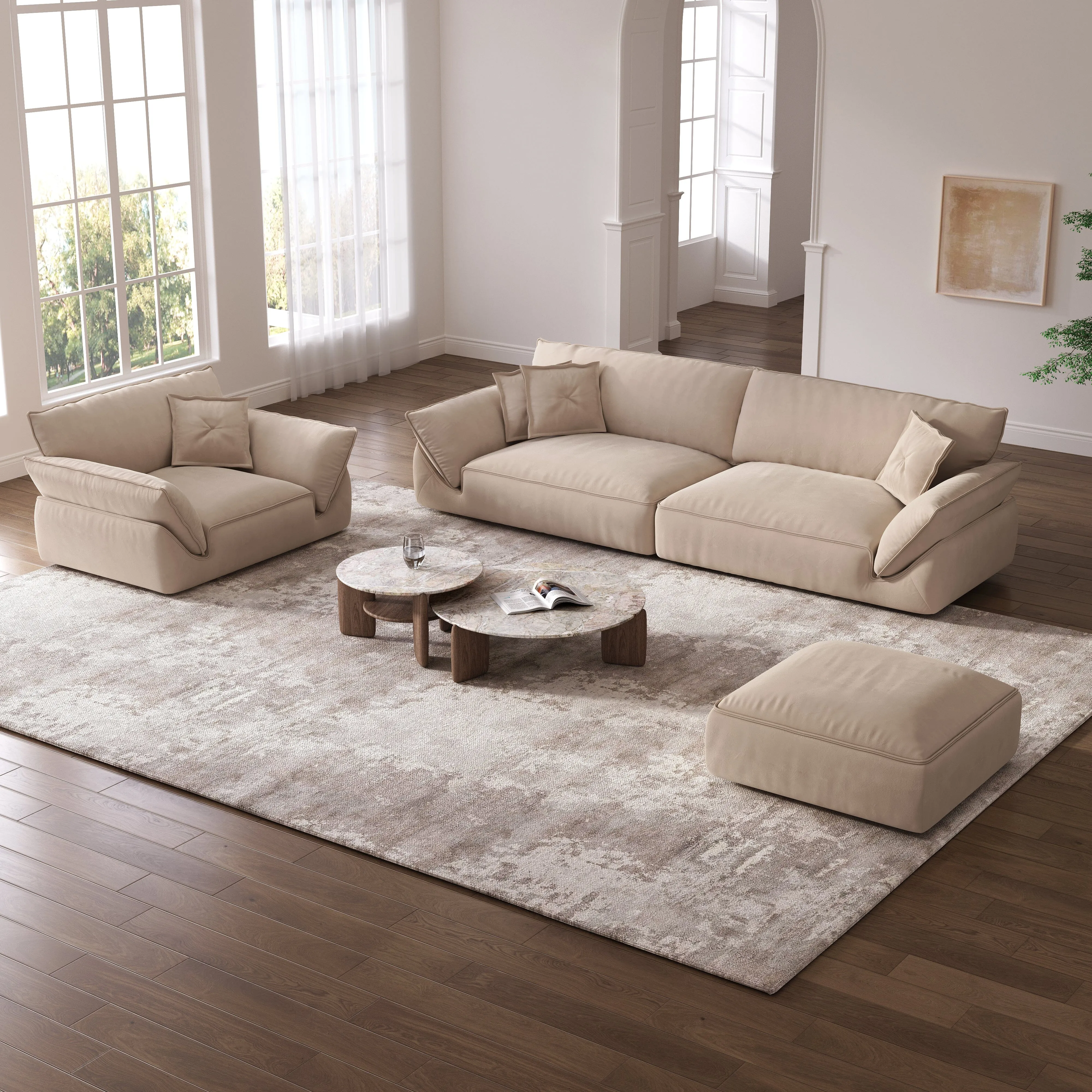 Cat-Scratch Resistant Corner Sofa - Beige image