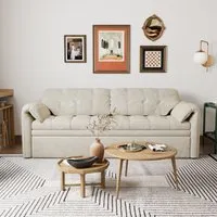 Cloud Elephant Ears Corner Sofa Bed with Storage - White