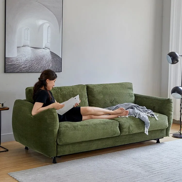 Cottonfy 2-Seater Sofa Bed Foldable - Green, Corduroy product