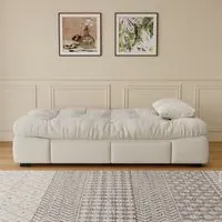 Double Folding Sofa Bed with Storage - Beige, Velvet