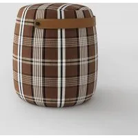 Haven British Check Round Pouffe Footstool - Beige, Cotton-Linen alternate view