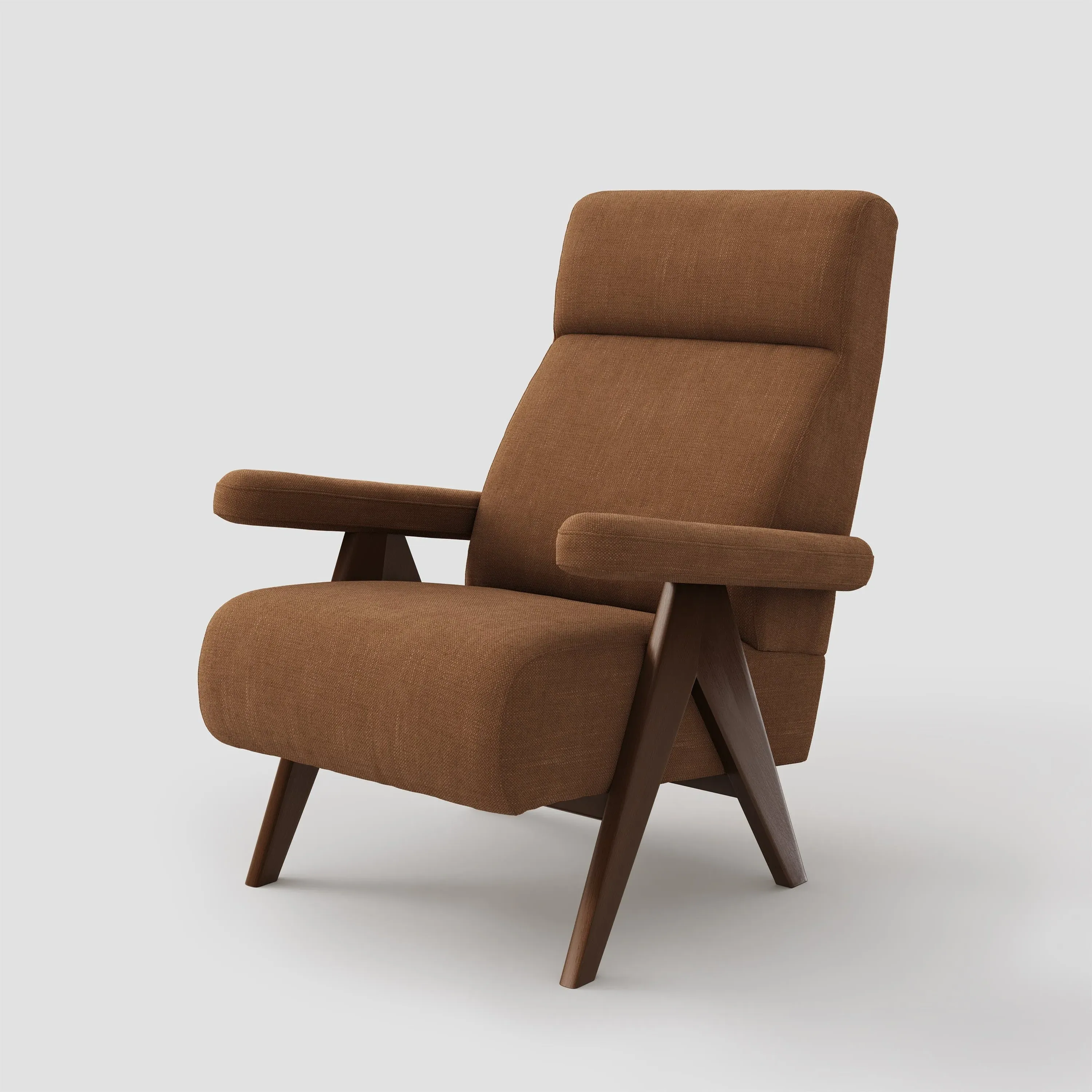 High Back Lounge Chair with Wooden Frame - Cotton Linen product