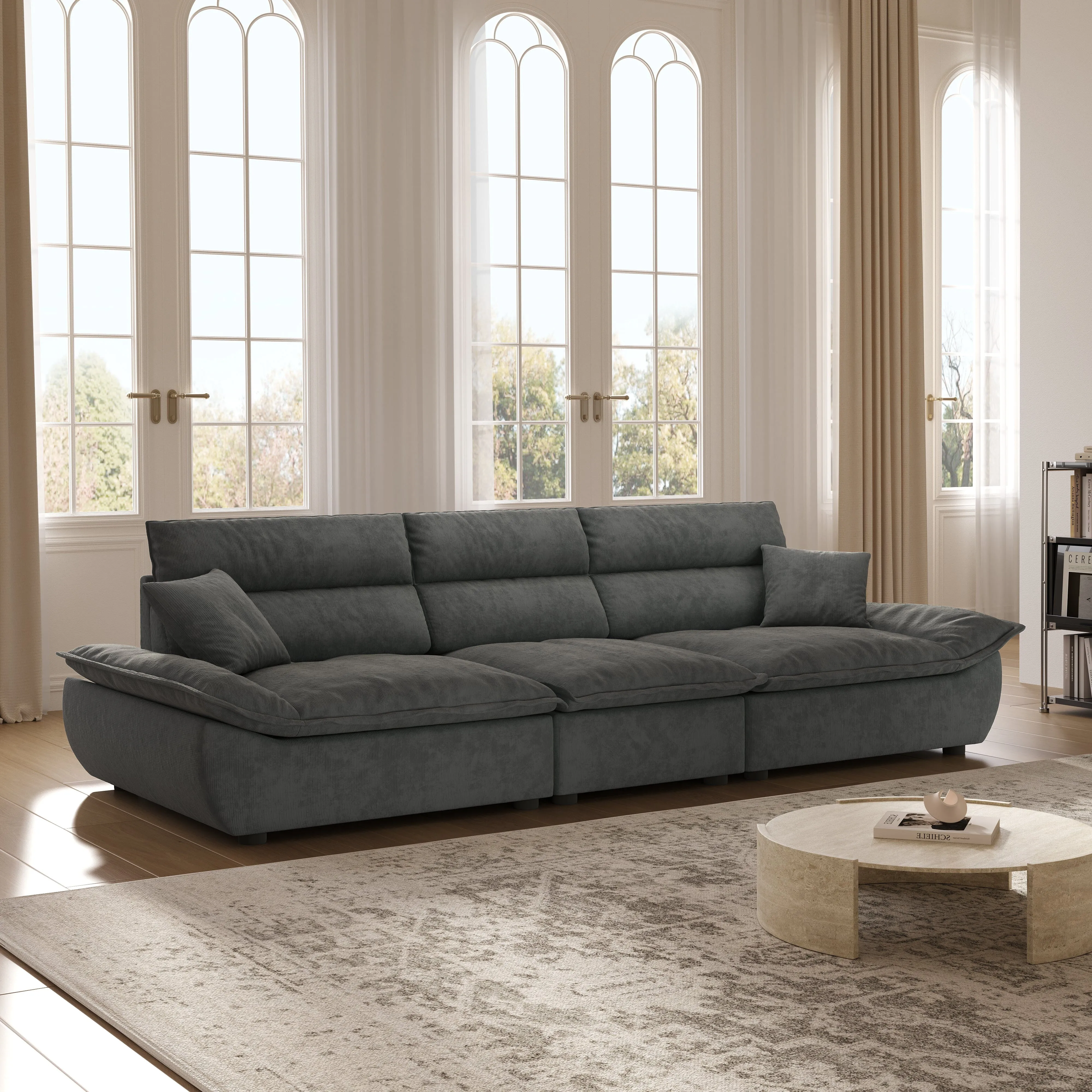 Sailboat Sofa with Adjustable Backrest - Green, Corduroy