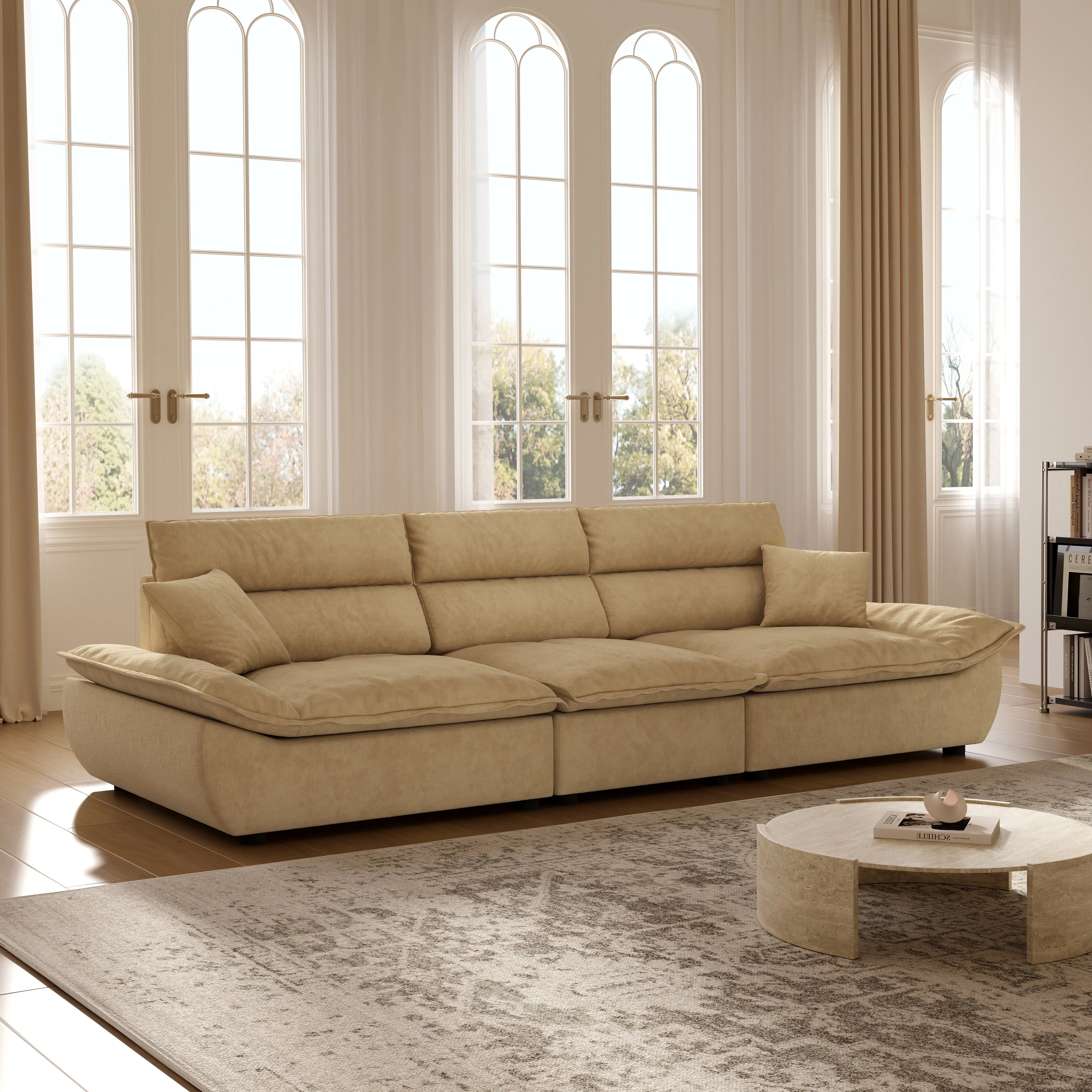 Sailboat Sofa with Adjustable Backrest - Green, Corduroy