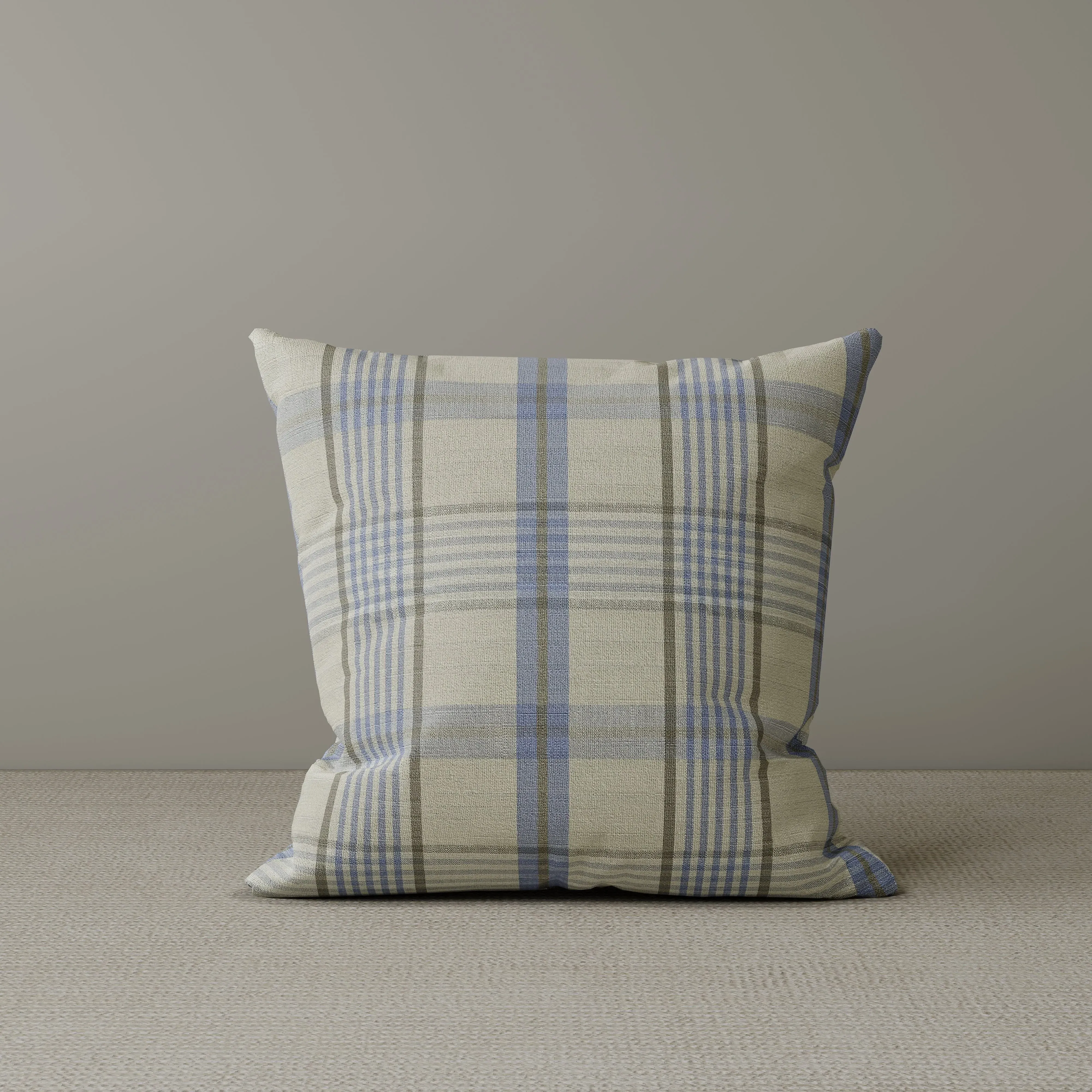 Square Cushion Plaid - Misty Blue, Cotton Linen product
