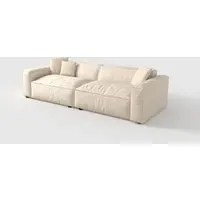 Tofu Block Fabric Down Sofa - Beige, Linen