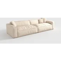 Tofu Block Fabric Down Sofa - Beige, Linen