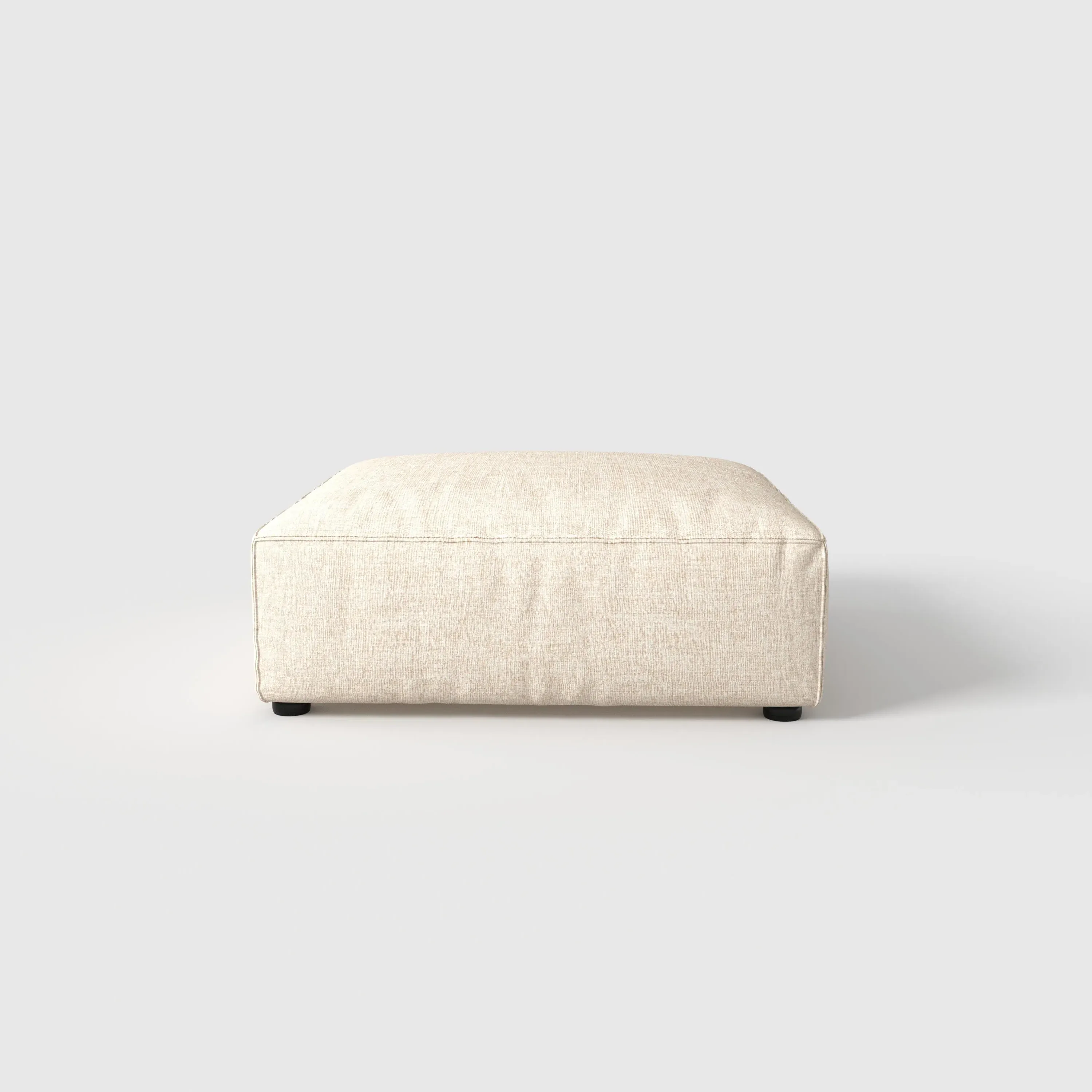 Tofu Block Fabric Down Sofa - Beige, Linen image