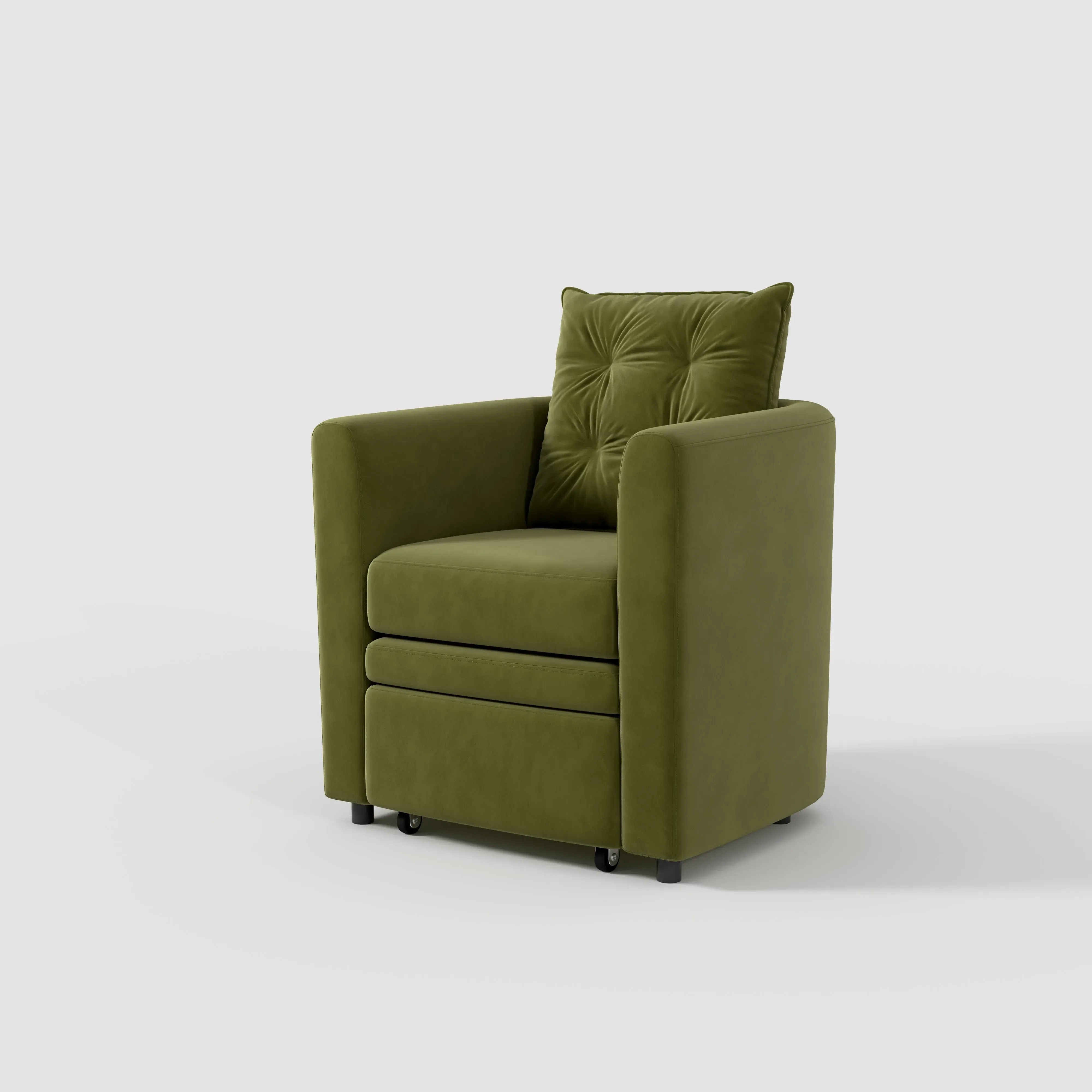 Velvet Armchair with Storage Footstool - Green product