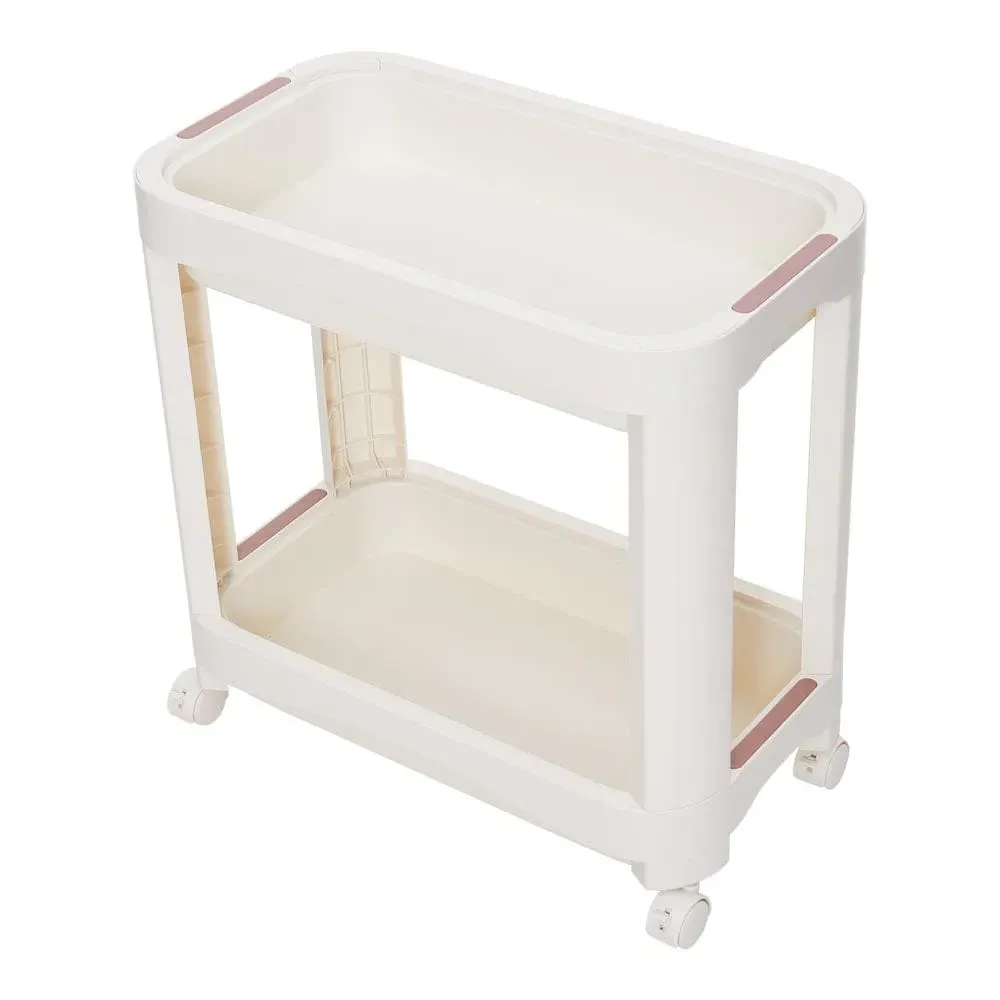2-Tier Rolling Storage Cart - Cream White, Plastic product
