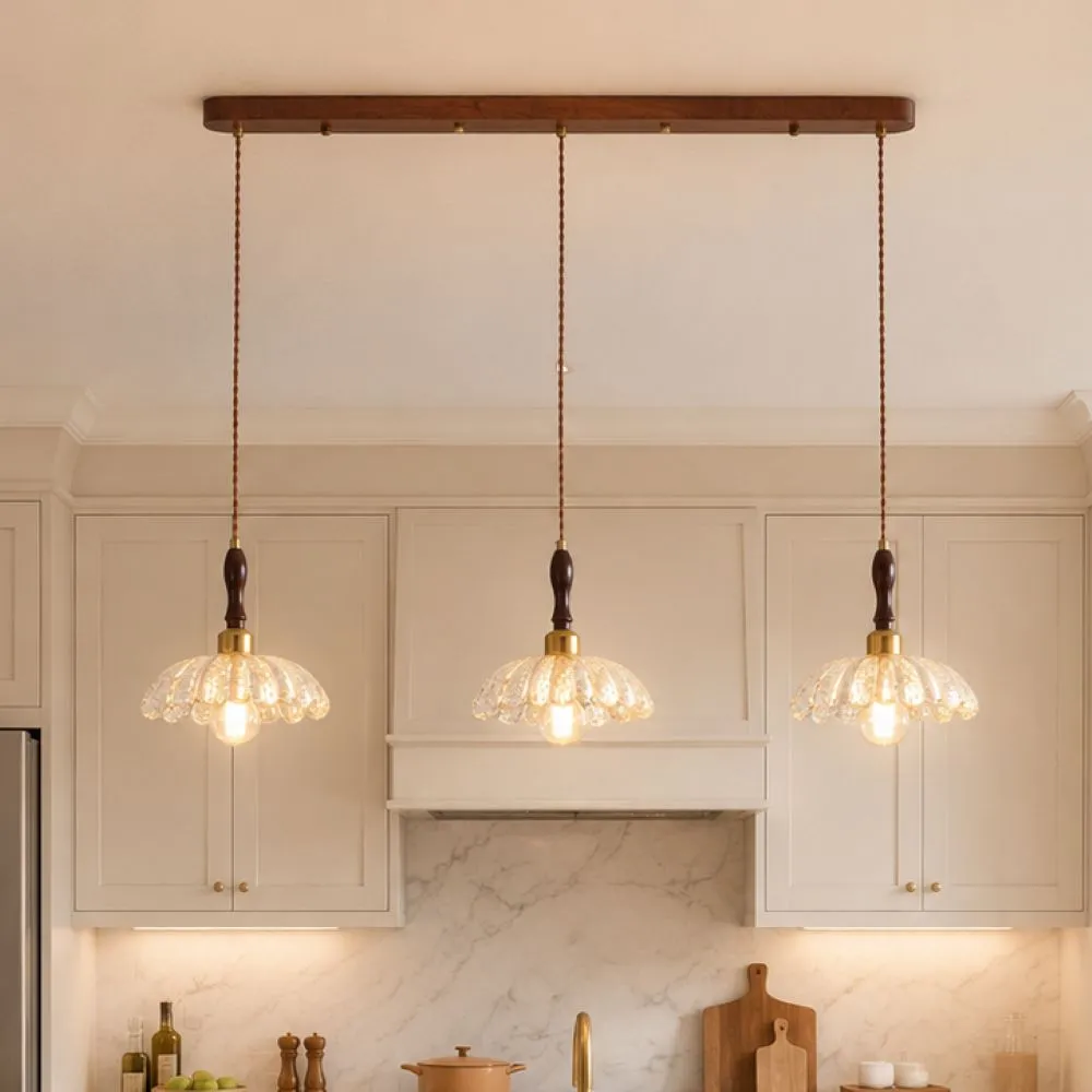 3-Light Mini Pendant Bar Lamp Adjustable - Walnut, Resin and Wood product