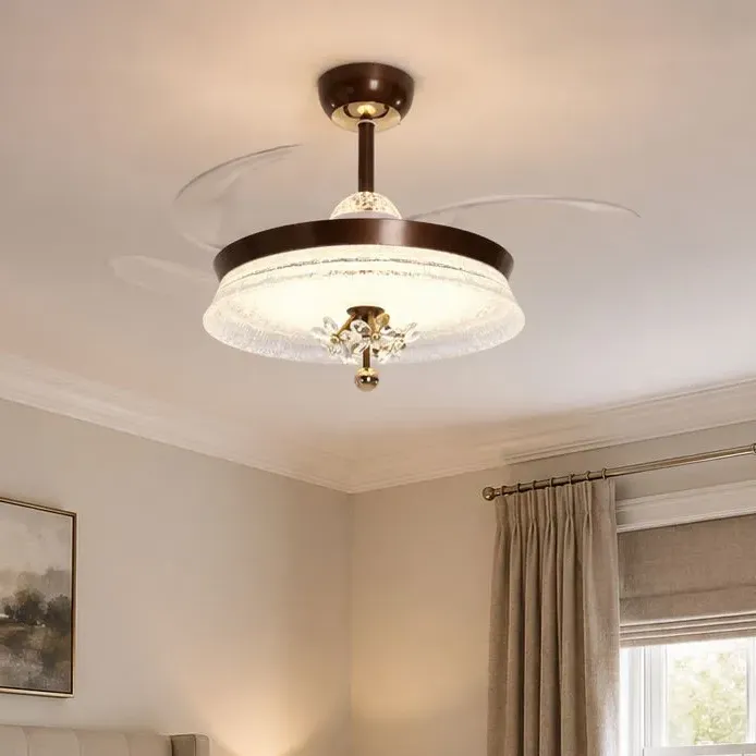 36 Inch Reversible LED Ceiling Fan Light with Remote - Coffee, Acrylic, Aluminium product