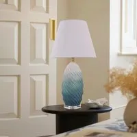 3D Gradient Threaded Ceramic Table Lamp - Green White alternate view