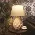 3D Polygonal Table Lamp with Fabric Shade - White, Ceramic