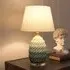 3D Threaded Ceramic Table Lamp with Fabric Shade - Green Gradient