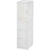4-Tier Drawer Storage Cabinet with Wheels - White, Plastic alternate view