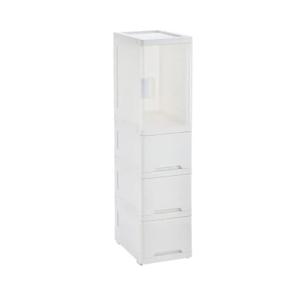 4-Tier Drawer Storage Cabinet with Wheels - White, Plastic product