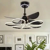 42-Inch Ceiling Fan with Light - Black, Aluminum