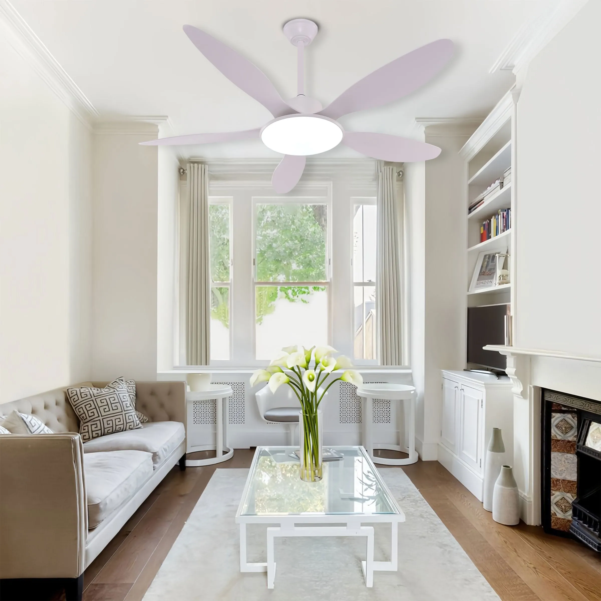 5-Blade Ceiling Fan with Light and Timer - Black image
