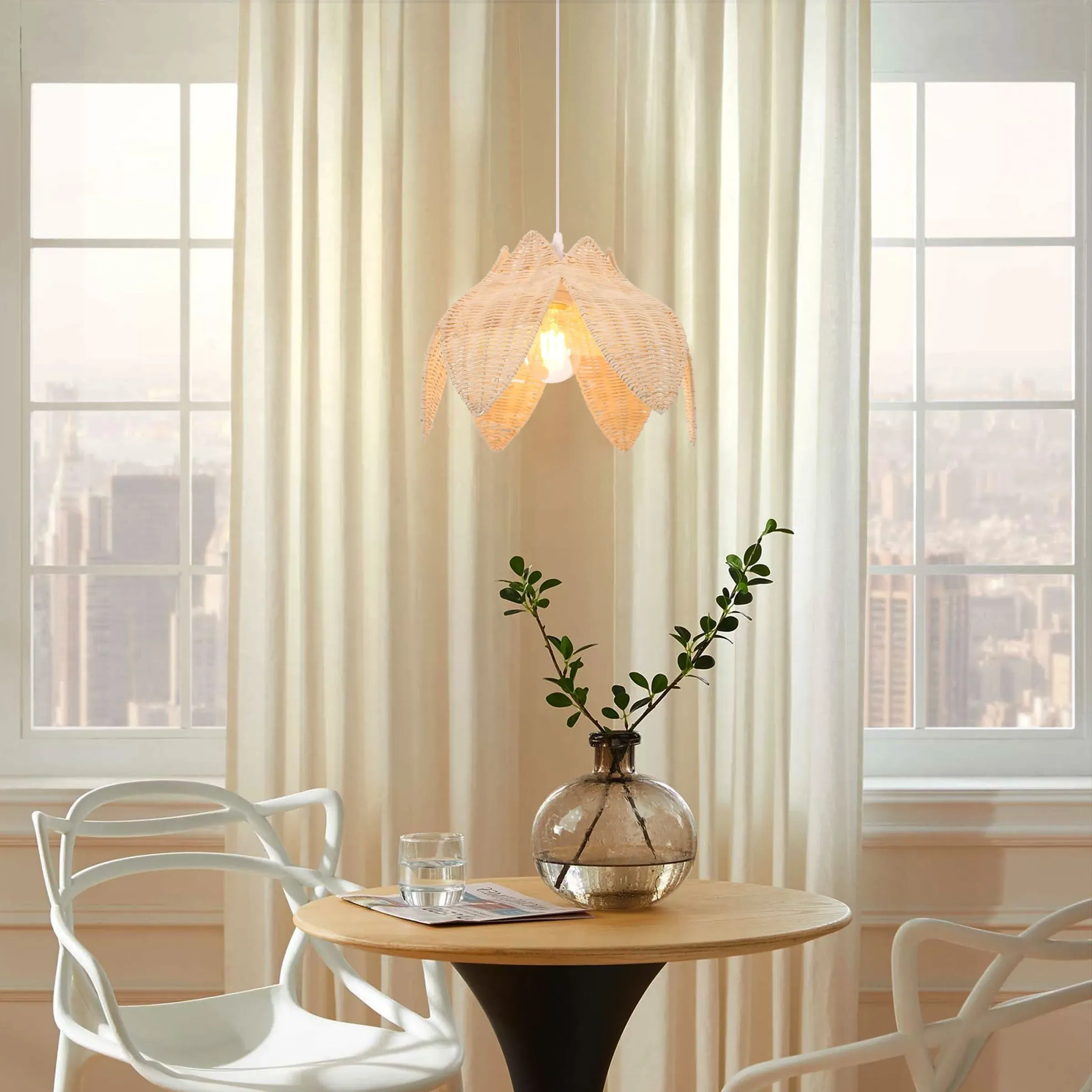 AmberNest Dome Pendant Light - Natural, Rattan image