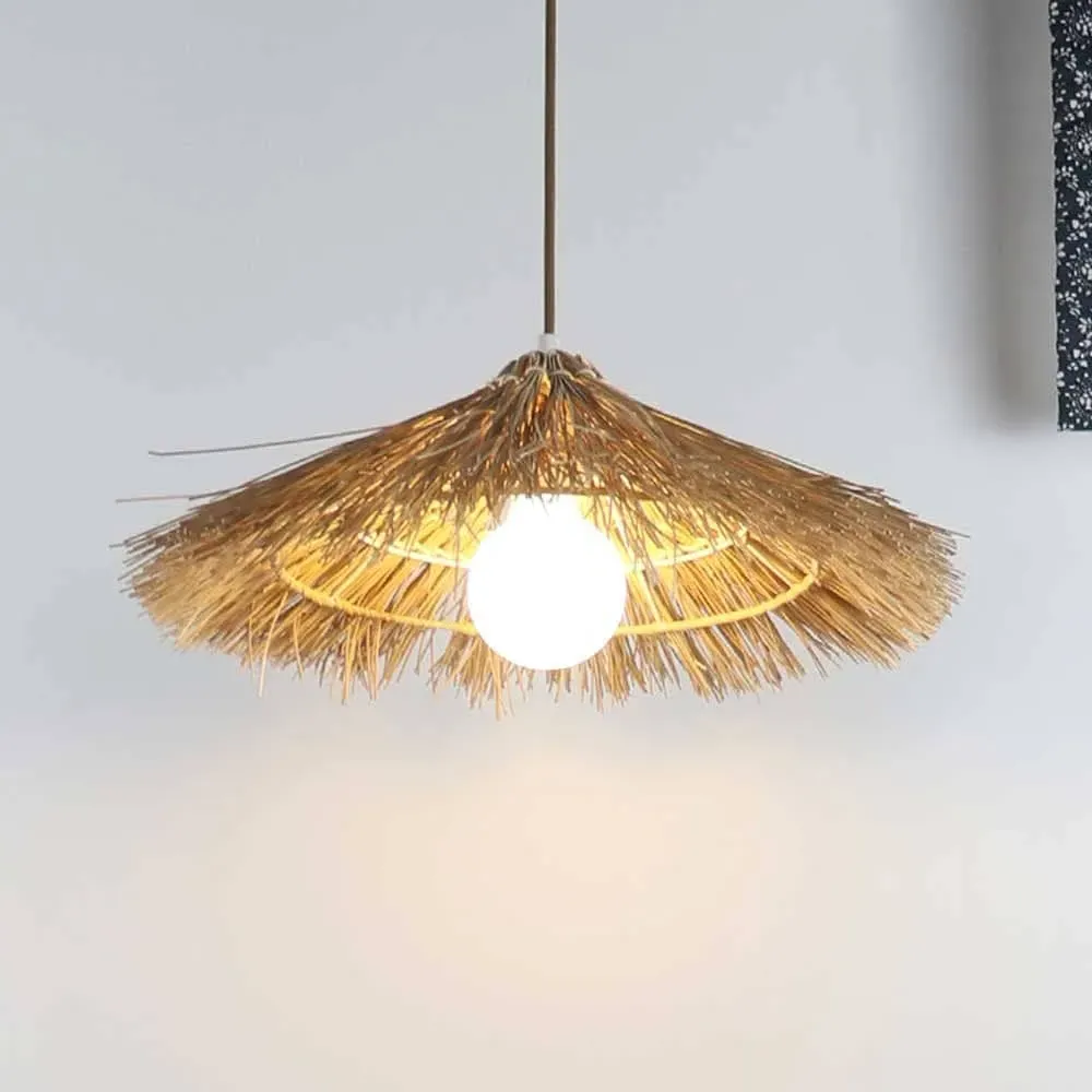Bamboo Straw Hat Pendant Light - Natural Bamboo product