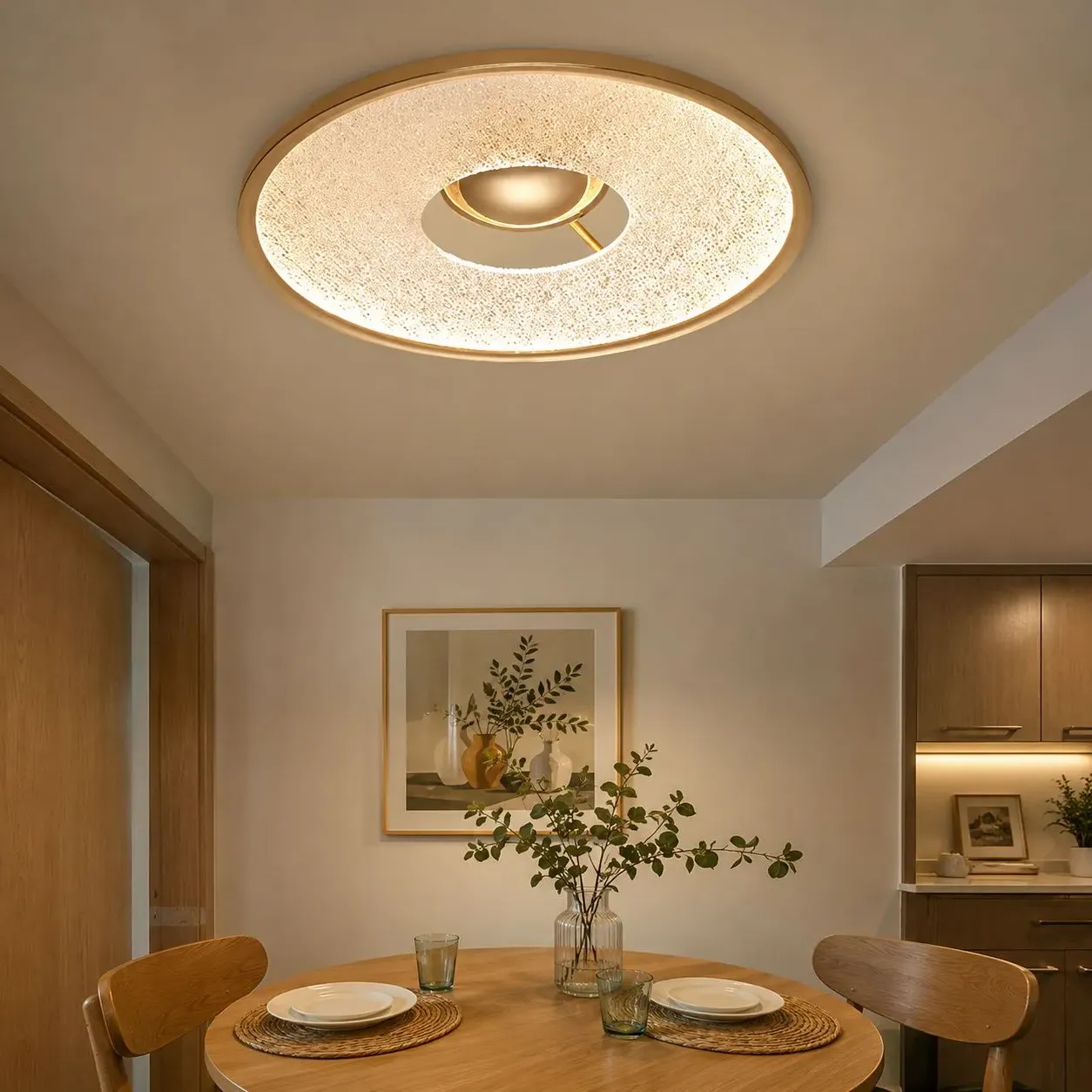 Bark Texture LED Ceiling Light - Gold, Aluminium & Acrylic product