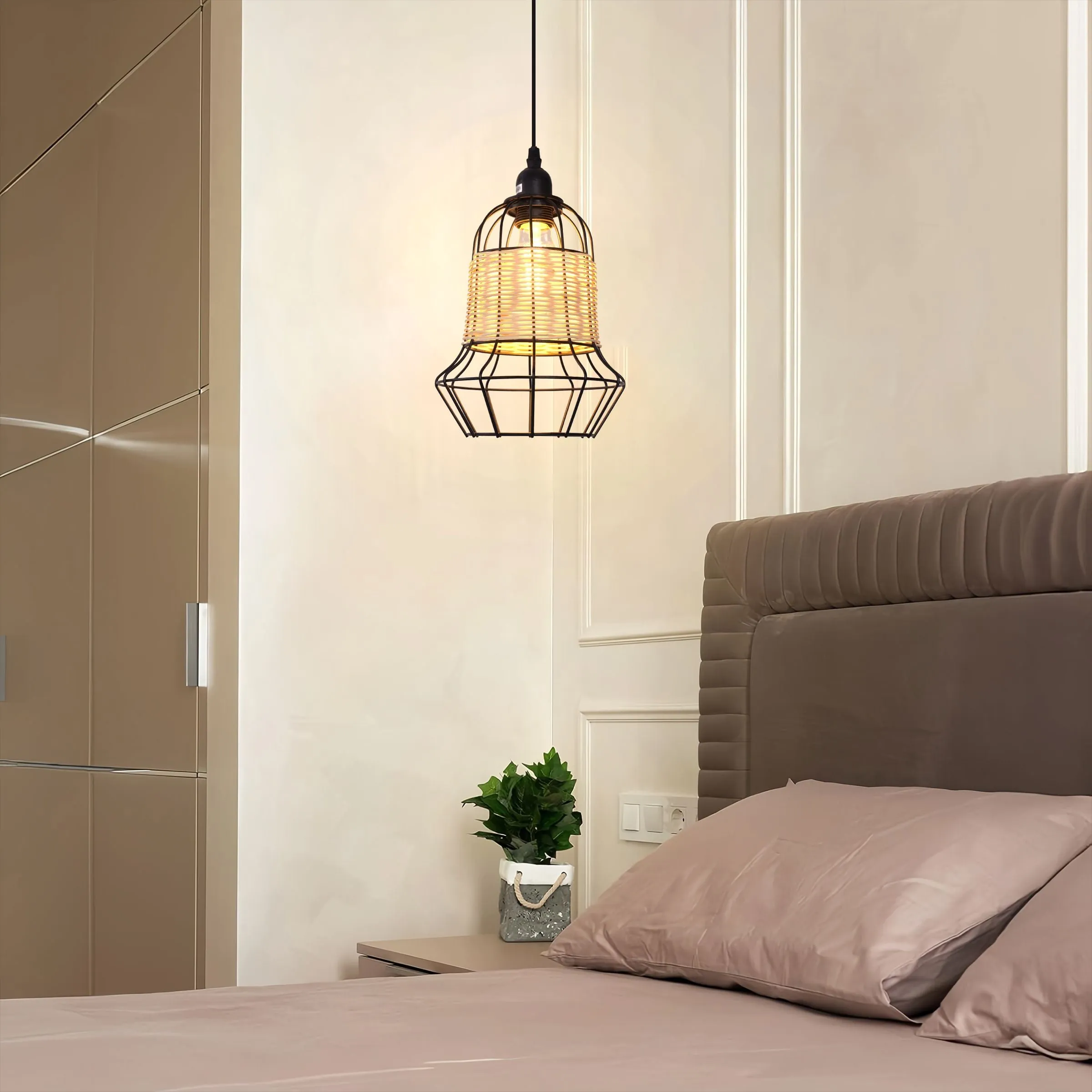 Basket-Inspired Pendant Light - Natural, Rattan image