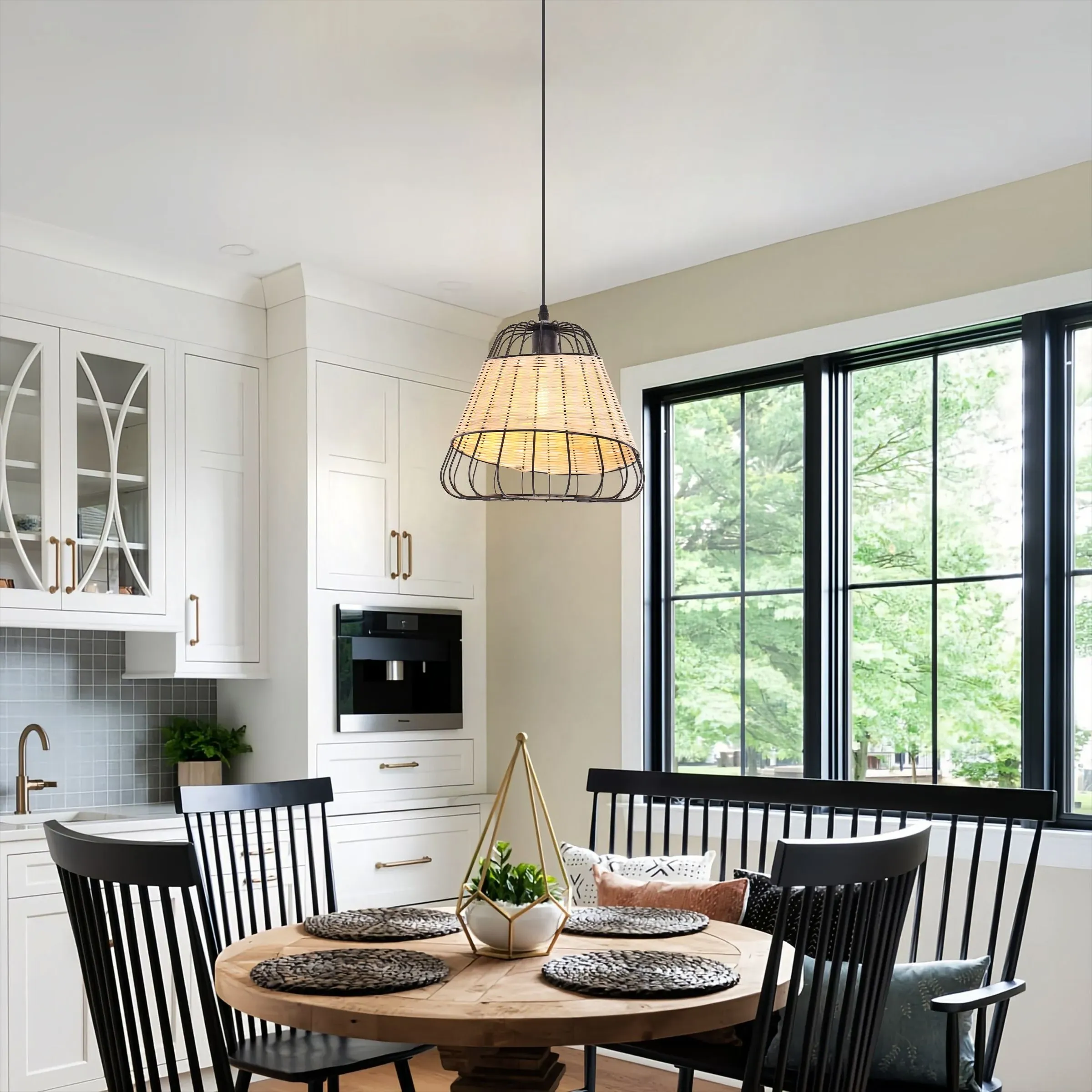 Bell-Shaped Pendant Light - Natural, Rattan