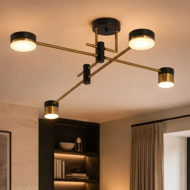 Black & Gold Metal Ceiling Light with LED Bulbs product