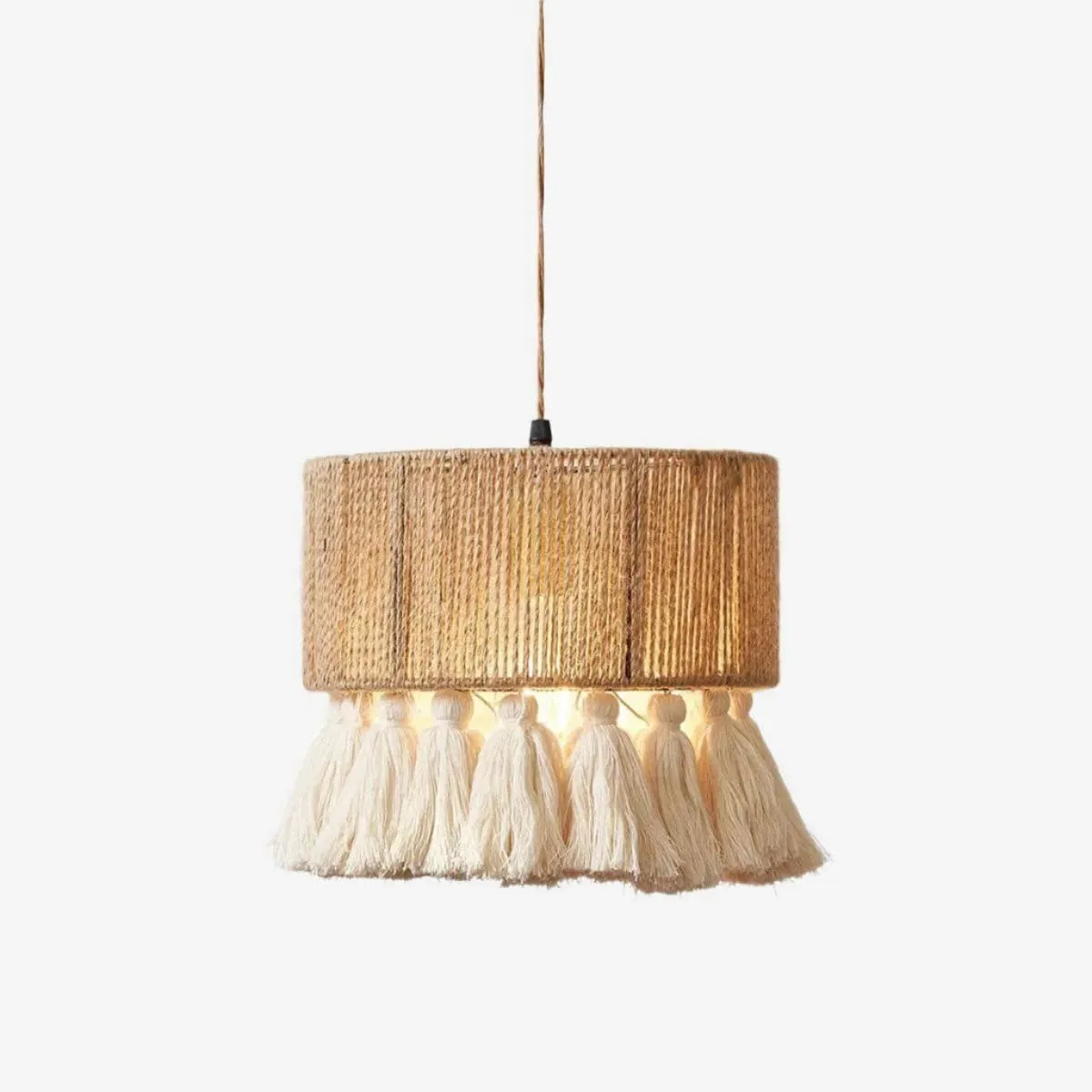 Bohemian Fringe Hemp Rope Pendant Light - Natural product