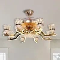 Ceiling Fan with Light - Gold, Crystal