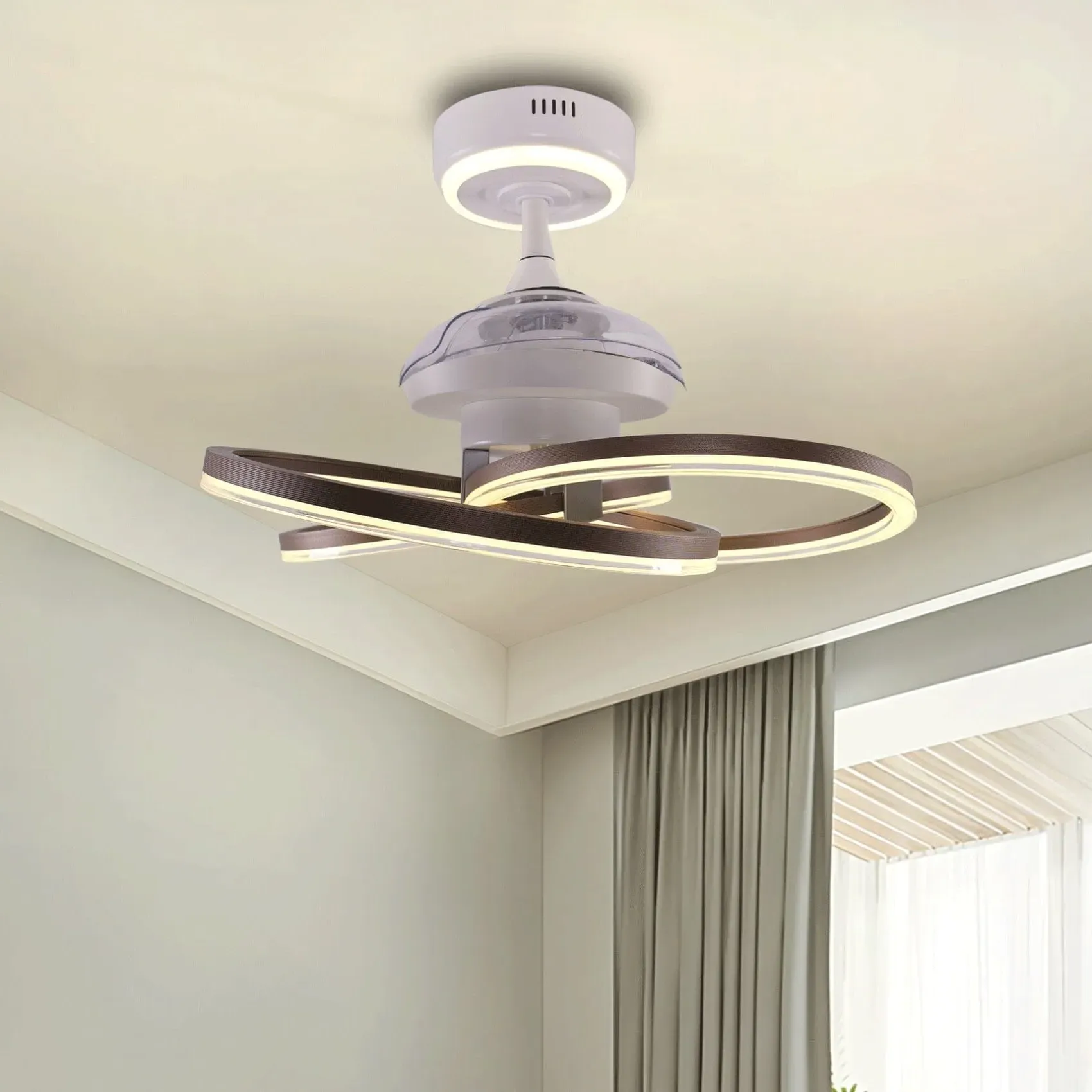 Ceiling Fan with Light - White, Aluminum image