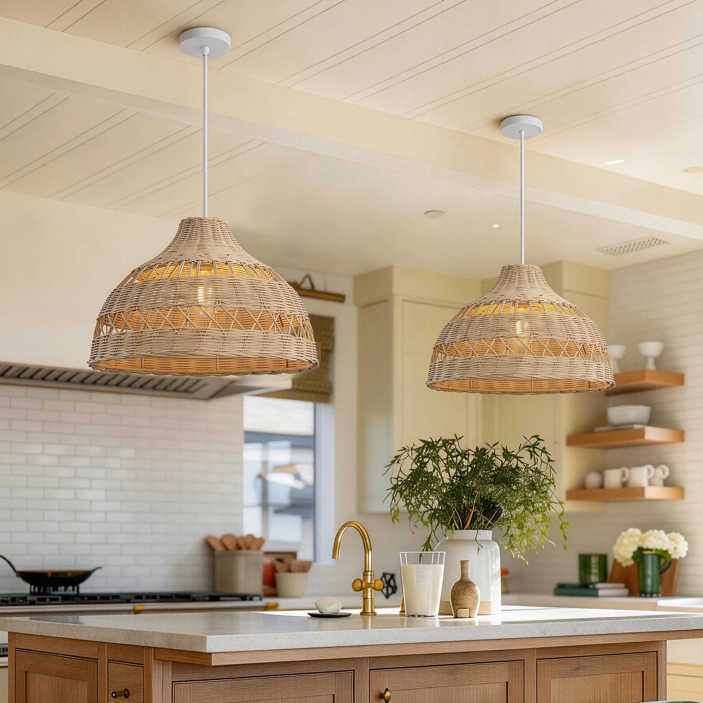 Cella Handwoven Pendant Light - Natural, Rattan product