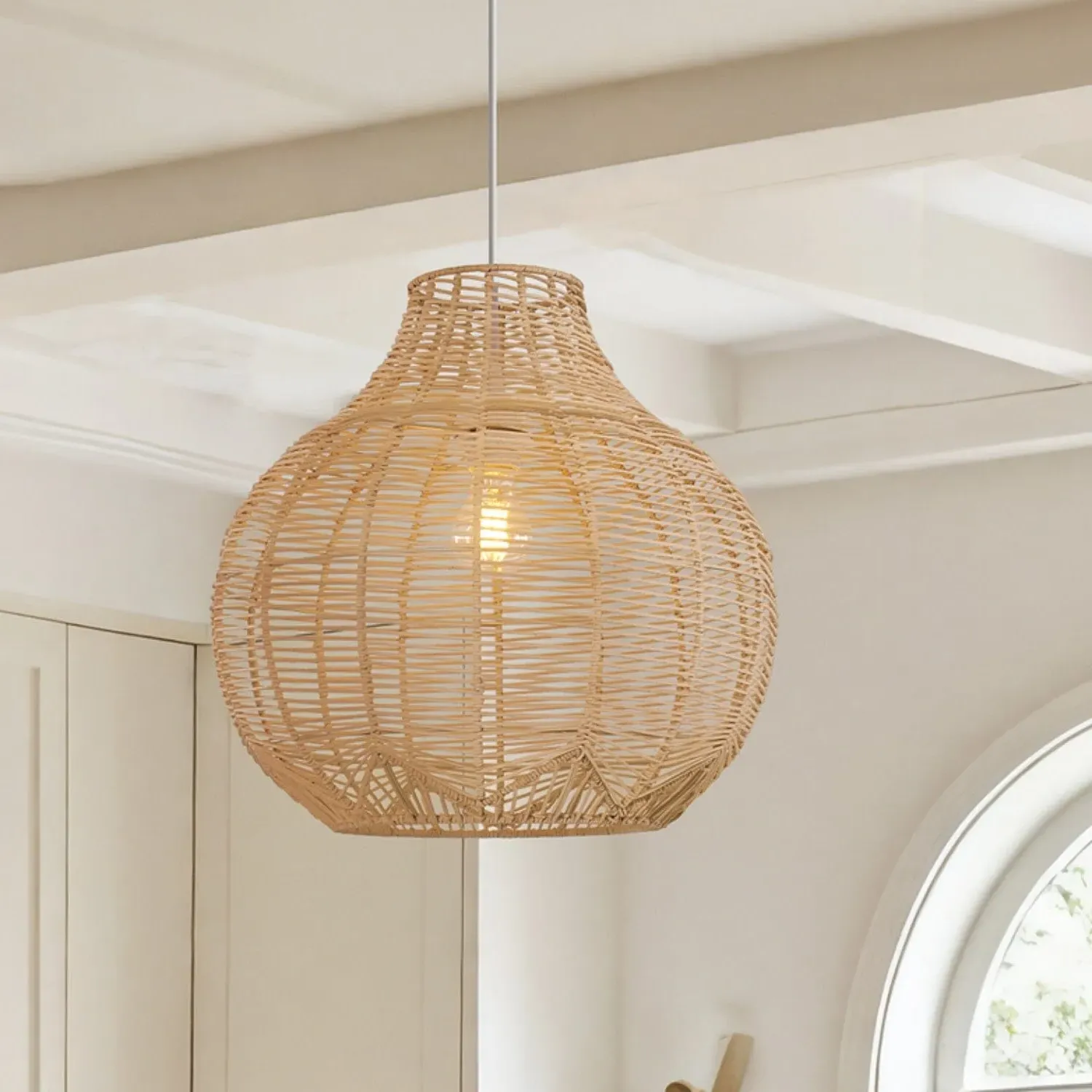 Cella Open Gourd Rattan Pendant Light - Natural, Rattan product