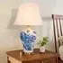Ceramic Desk Lamp - Blue and White, Fabric Shade
