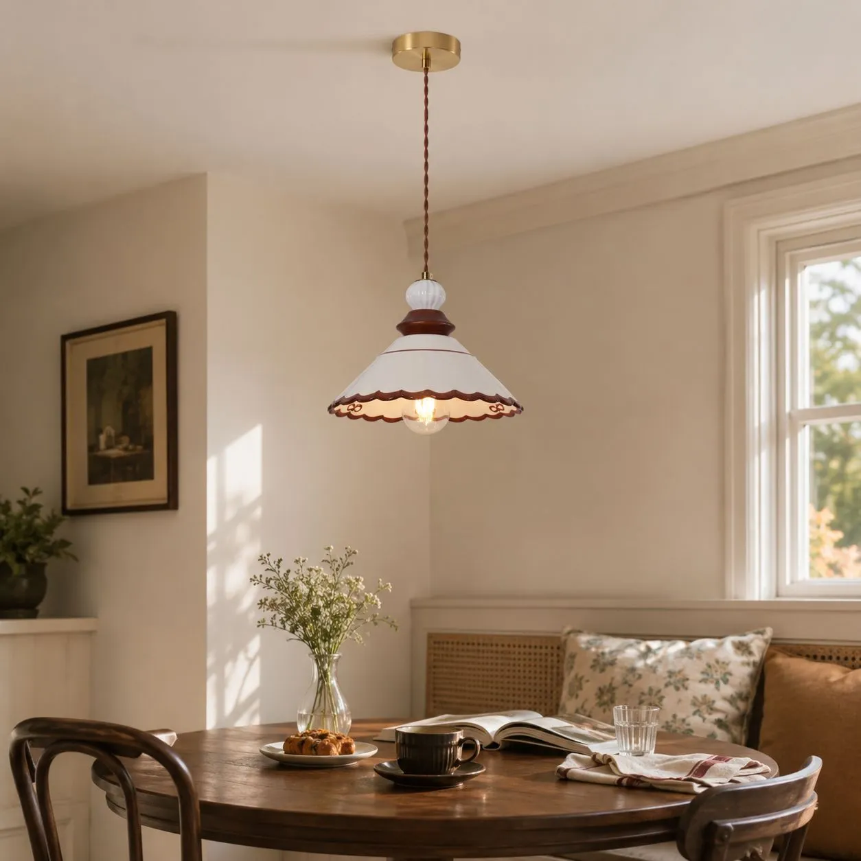 Ceramic Lace Pendant Light E27 - Brown product