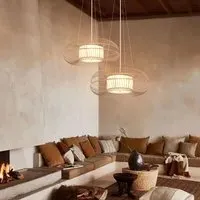 Circular Pendant Light - Brown, Iron