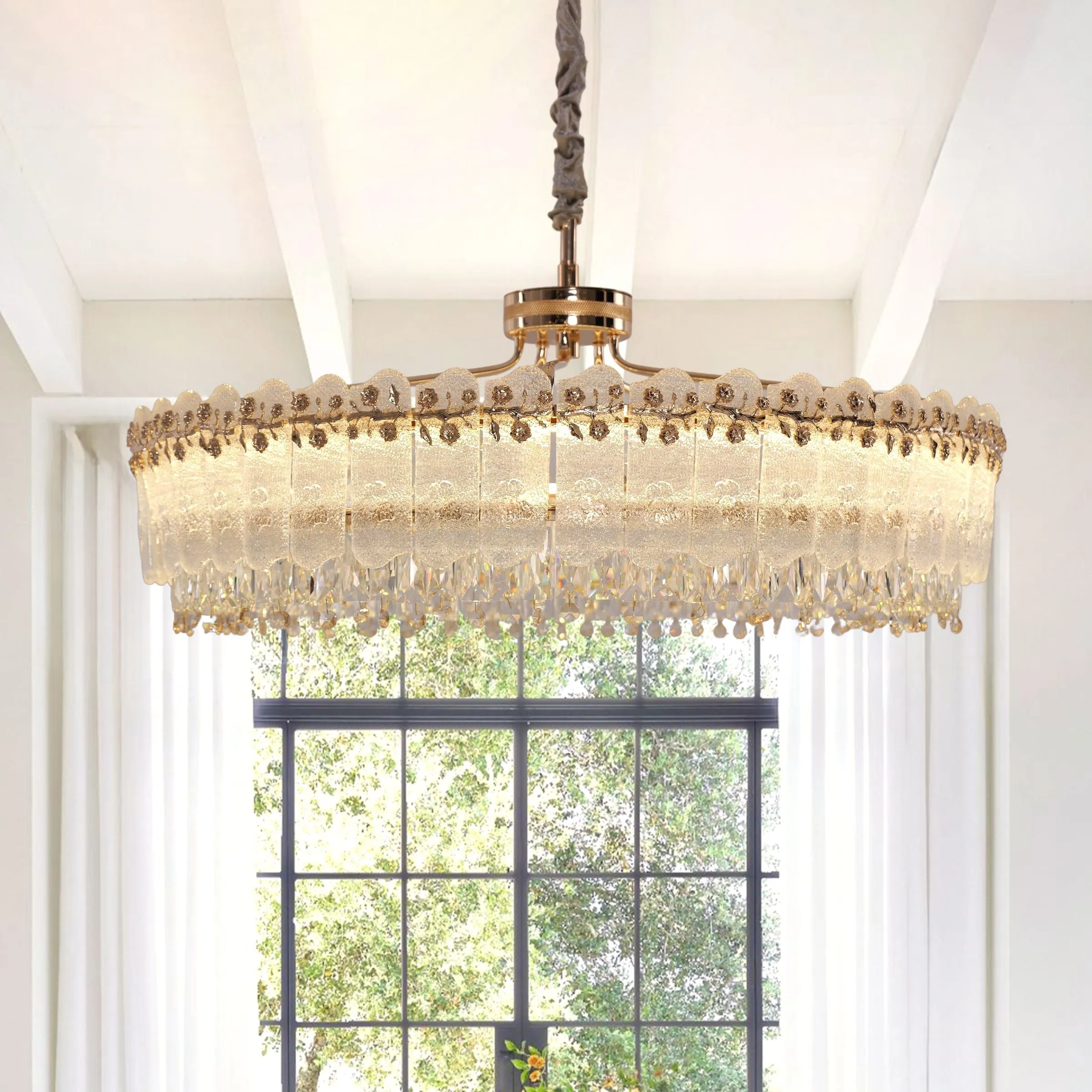Crystal Pendant Light Dimmable - Gold image