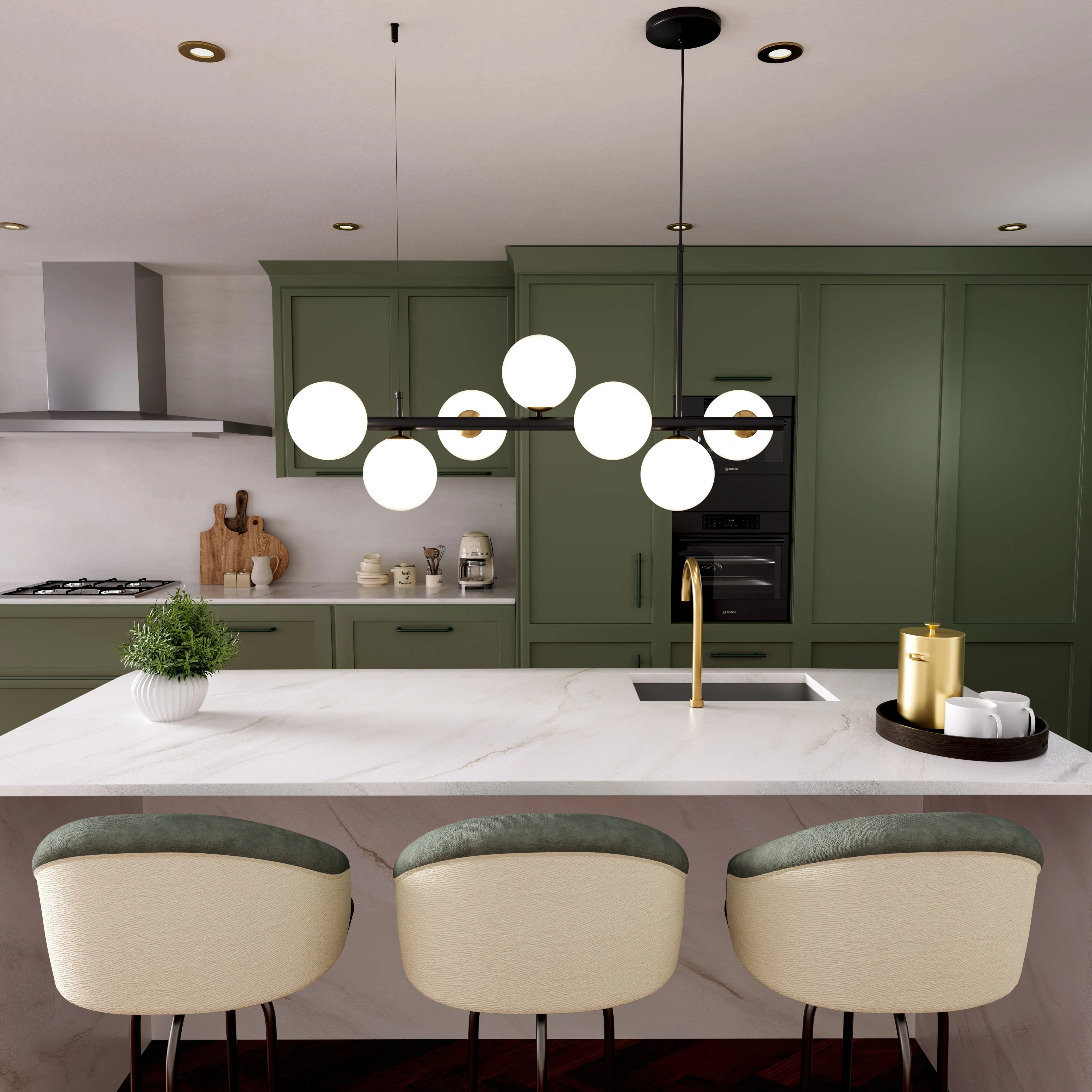 Cumulus Linear Chandelier with Tri-Colour LED - Black, Iron & Glass product