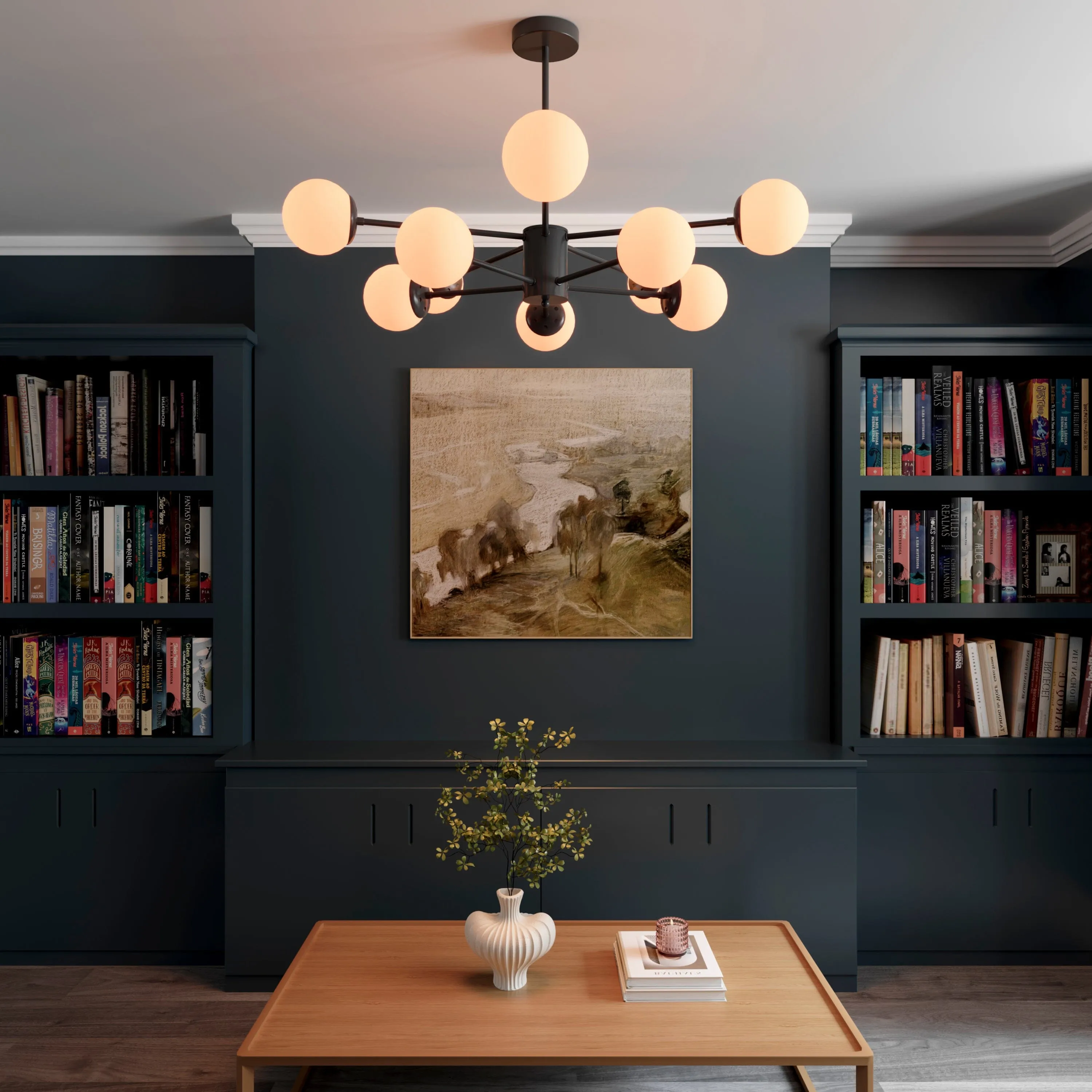 Cumulus Sputnik Chandelier with LED - Black, Iron & Glass product
