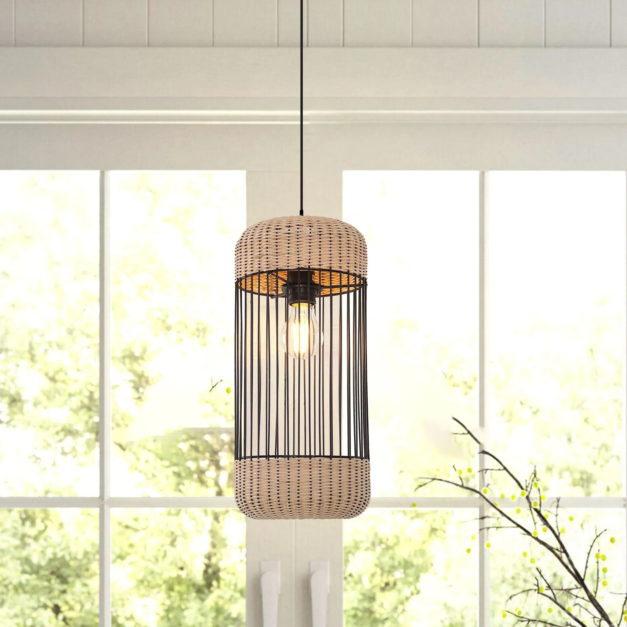 Cylinder Pendant Light - Natural, Rattan