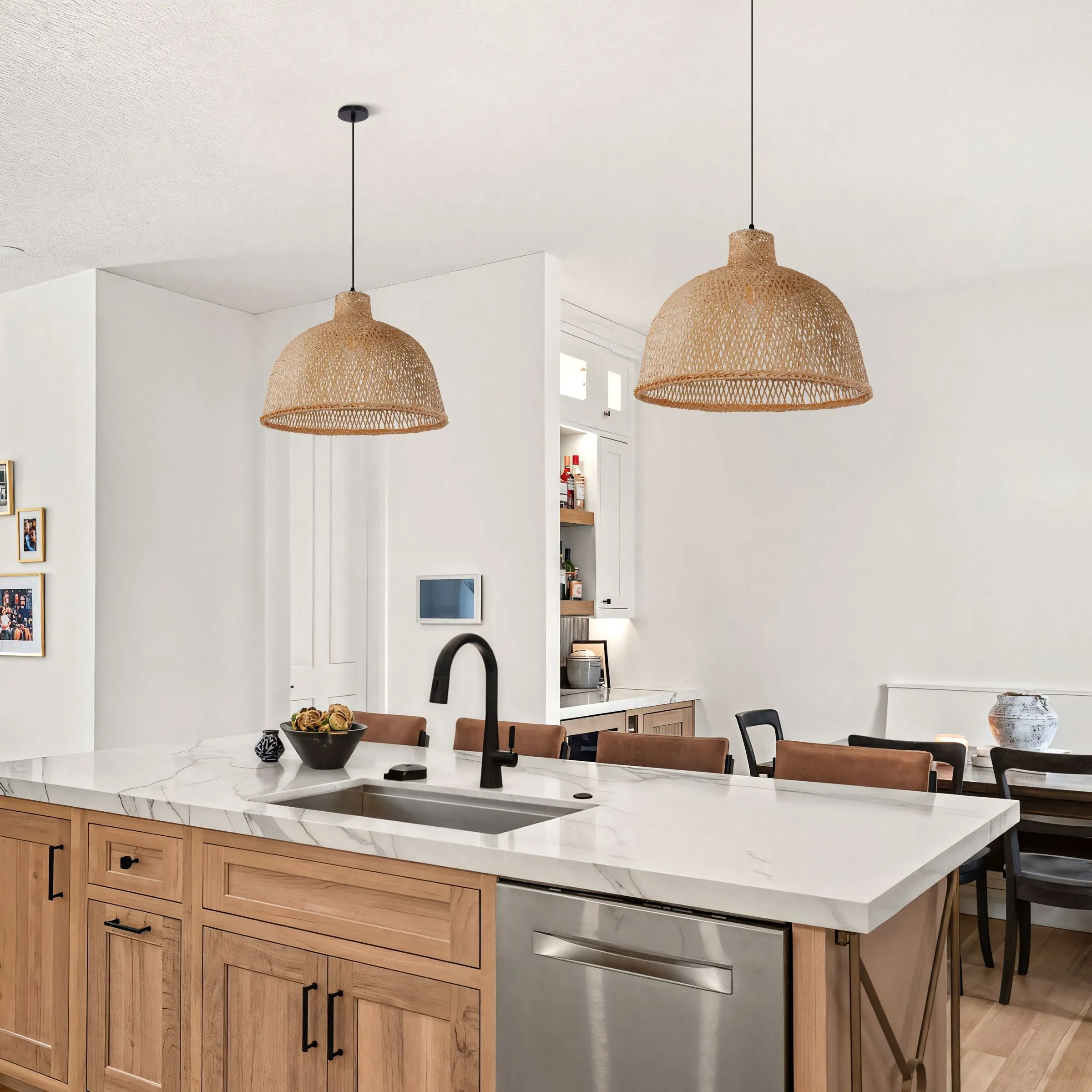 Dome Pendant Light - Brown, Bamboo