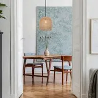 Dome Pendant Light with Adjustable Cord - Brown, Rattan